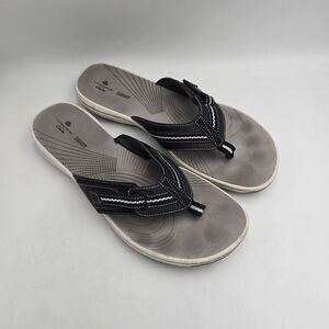 Clarks Cloudsteppers Cushion Soft Flip Flop Thong Sandals Black Womens 11 Casual